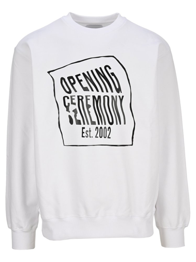 Opening Ceremony Logo-print Crew-neck Sweatshirt In White