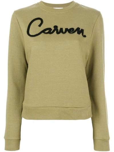 Carven Sweatshirt With Cotton Embroidery In Aloe