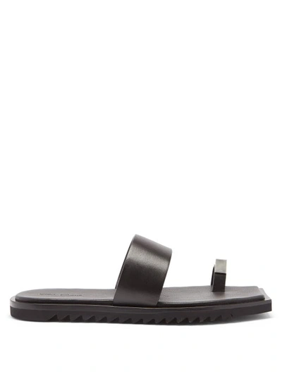 Rick Owens Bevel Small Toe-strap Leather Slides In Black