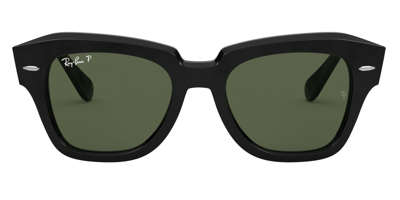 Ray Ban State Street Sunglasses Black Frame Green Lenses Polarized 49-20