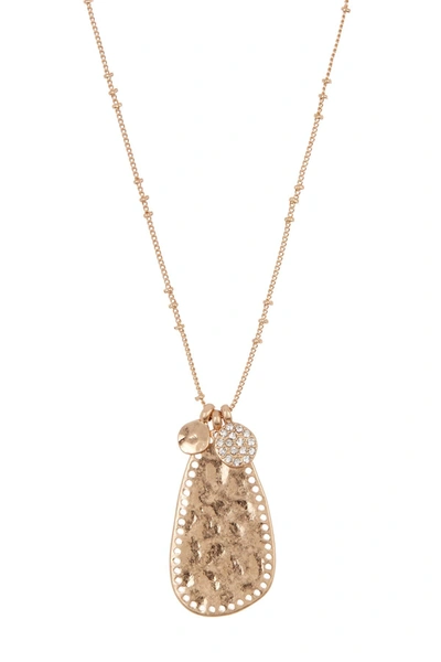 Melrose And Market Molten Metal Pave Pendant In Clear- Gold
