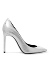 Saint Laurent Anja Metallic Textured-leather Pumps