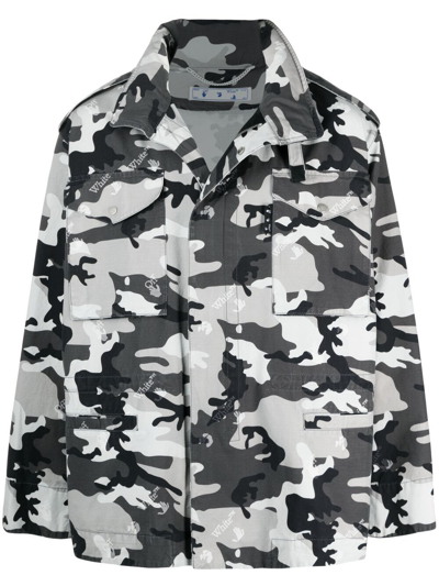 Off-white Camouflage Print Field Jacket In Grey