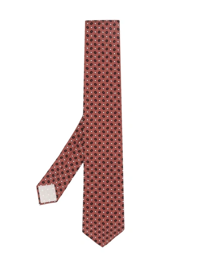 Lardini Abstract-print Silk Tie In Red