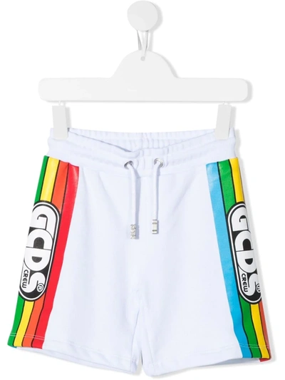 Gcds Teen Logo-print Track Shorts In Weiss