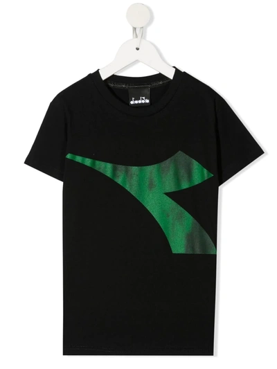 Diadora Junior Teen Logo-print Cotton T-shirt In Black