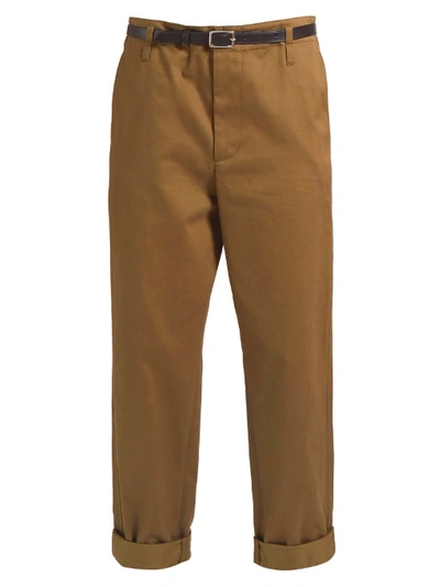 Golden Goose Golden Cotton-twill Cropped Chino Trousers In Beige