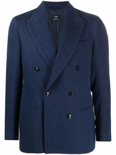 Mp Massimo Piombo Helmut Linen And Wool Blend Blazer In Blu