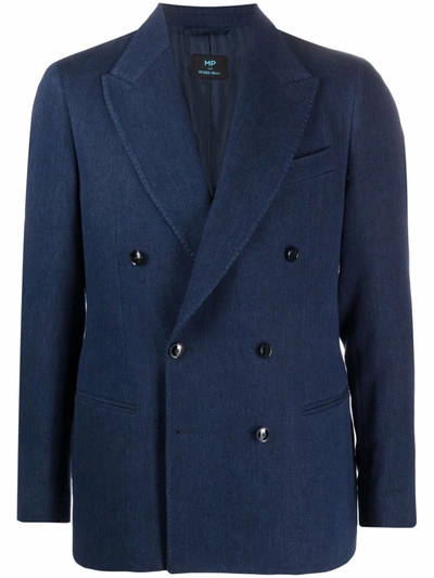 Mp Massimo Piombo Helmut Linen And Wool Blend Blazer In Blue