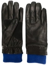 Ami Alexandre Mattiussi Rib-knit Leather Gloves In Black