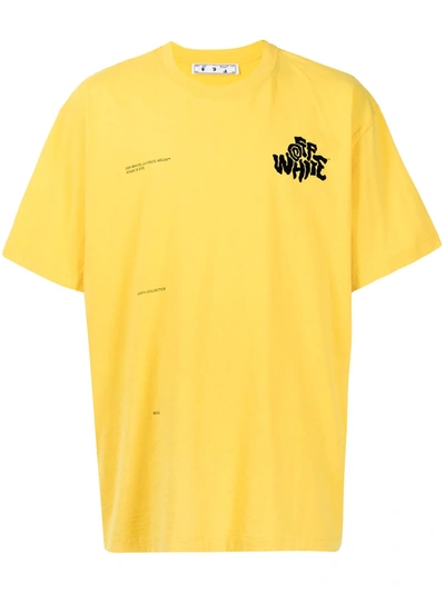Off-white Off Blur Cotton T-shirt With Print In Yellow