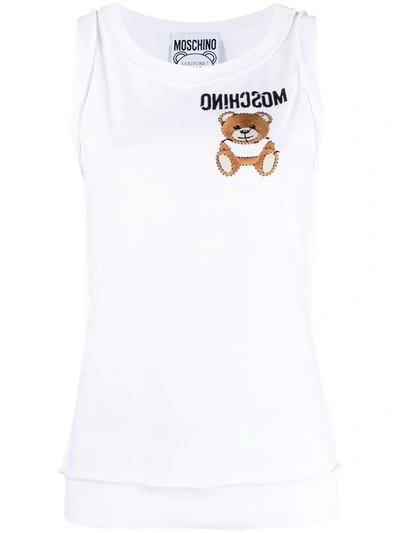 Moschino Teddy Logo-embroidered Tank Top In White