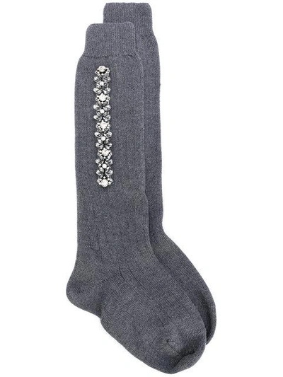 N°21 Nº21 Embellished Socks - Grey