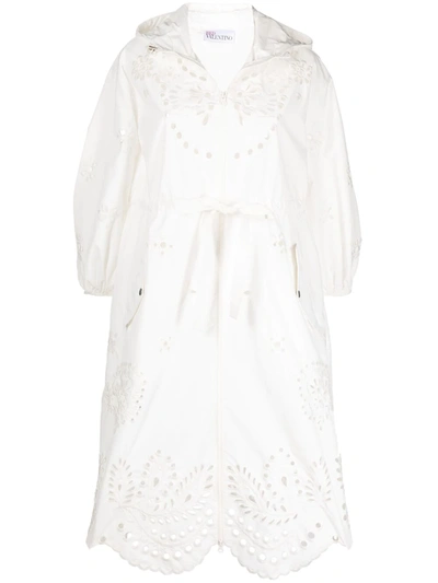 Red Valentino Redvalentino Broderie Anglaise Hooded Coat In White