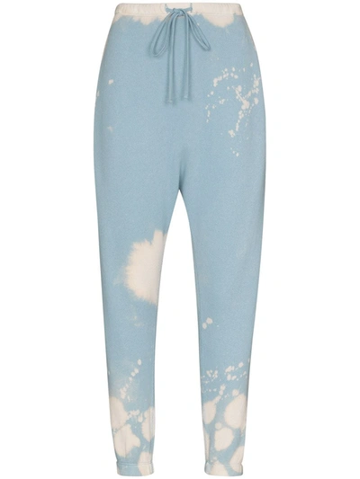 R13 Bleached Dropped Crotch Track Trousers In Blue
