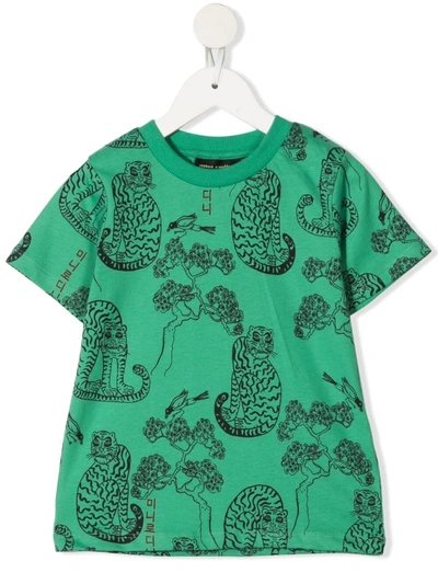 Mini Rodini Kids' Wild Cat-print T-shirt In Green