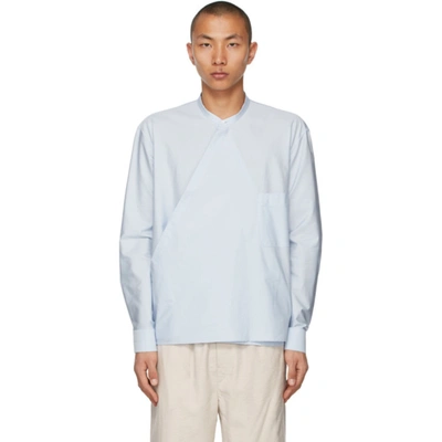 Lemaire Blue Wrapover Shirt In 707 Ice Blue