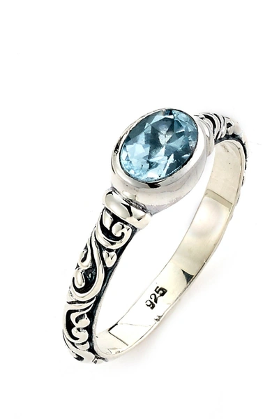 Samuel B Jewelry Sterling Silver Oval Blue Topaz Ring