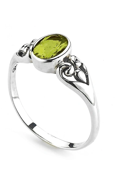 Samuel B Jewelry Sterling Silver Oval Peridot Ring In Green