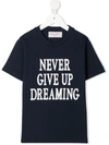 Alberta Ferretti Teen Slogan-print Cotton T-shirt In Blu