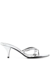 Tom Ford Metallic Leather Mules In Silver
