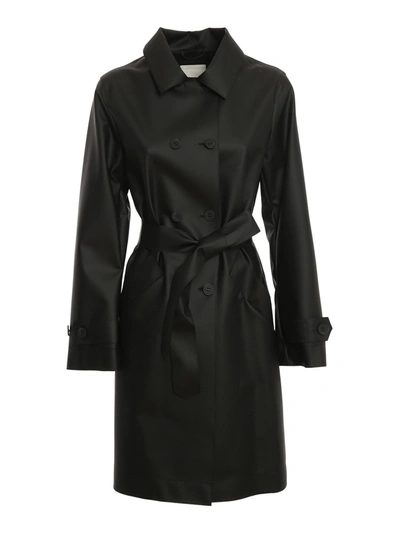 Add Faux Leather Trench Coat In Black