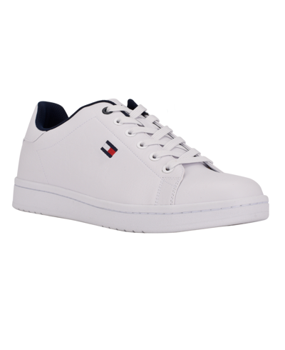 Tommy Hilfiger Men's Lendar Flag Logo Lace Up Sneakers In White