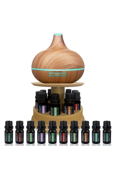 Pure Daily Care 300ml Ultrasonic Diffuser & 10 Pure Essential Oils In Light Wood