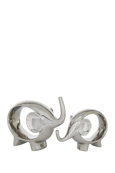 Willow Row Silver Porcelain Contemporary Elephant Sculpture