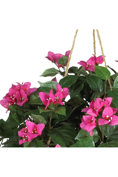 Nearly Natural Bougainvillea Hanging Basket Silk Plant In Pink