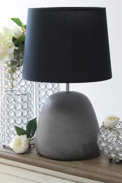 Lalia Home Simple Designs Round Concrete Table Lamp In Black