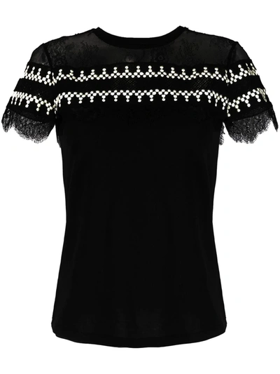 Ermanno Scervino Cotton T-shirt With Lace Inserts In Black