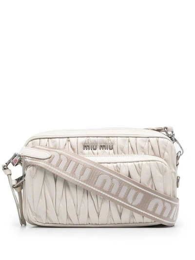 Miu Miu Quilted Camera Bag With Pouch In White
