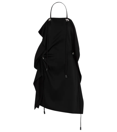 Givenchy Asymmetrical Short Draped Dress In Nero