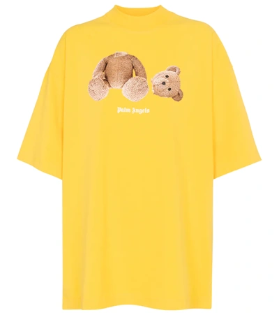 Palm Angels Bear Oversize Graphic Tee In Yellow