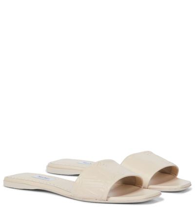 Max Mara Musa Leather Slides In Ivory