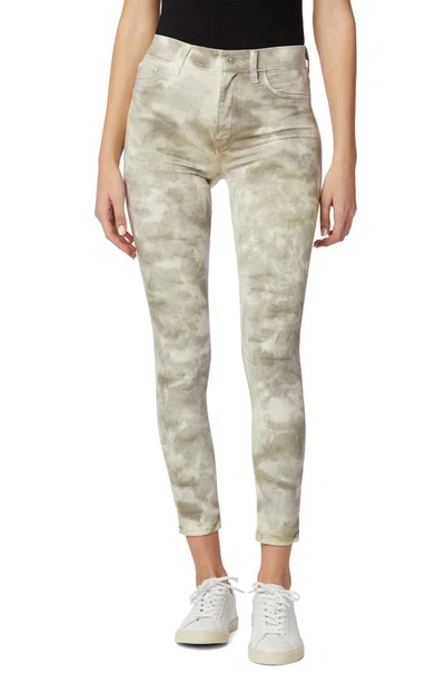 Hudson Barbara Coated High Waist Ankle Skinny Jeans In Sage Fatigue Tie Dye