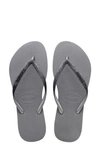 Havaianas Slim Sparkle Flip Flop In Steel Grey