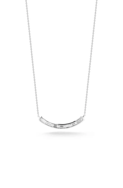 Dana Rebecca Designs Sadia Curved Baguette Diamond Bar Necklace In White Gold