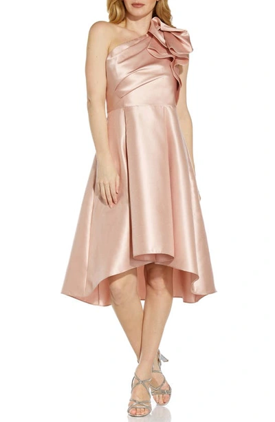 Adrianna Papell One-shoulder Mikado Cocktail Dress In Blush