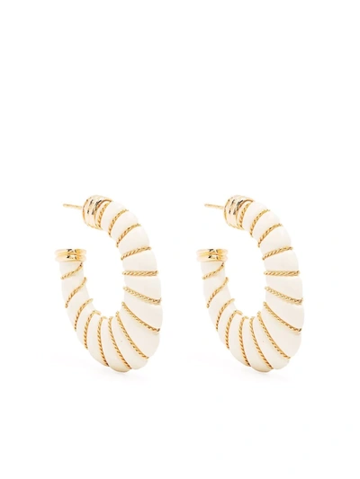 Gas Bijoux Cyclade Chain-wrapped Acetate Hoop Earrings In White