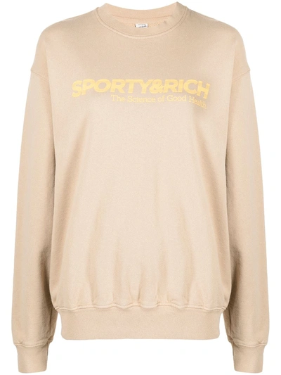 Sporty And Rich Science Of Good Health Crewneck, Nutmeg In Nude