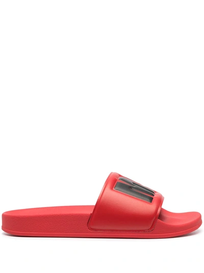 Msgm Logo-print Pool Sliders In Red