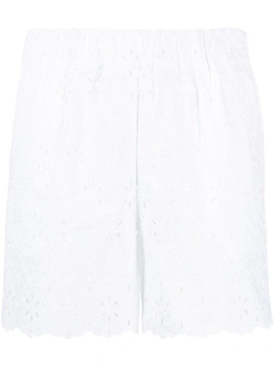 P.a.r.o.s.h Perforated Floral Shorts In White