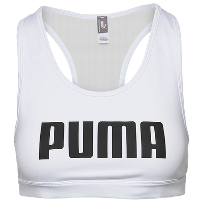 Puma 4keeps Mesh Back Medium Impact Sports Bra In  White