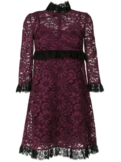 Dolce & Gabbana A-line Dress In Cordonetto Lace In Pink & Purple