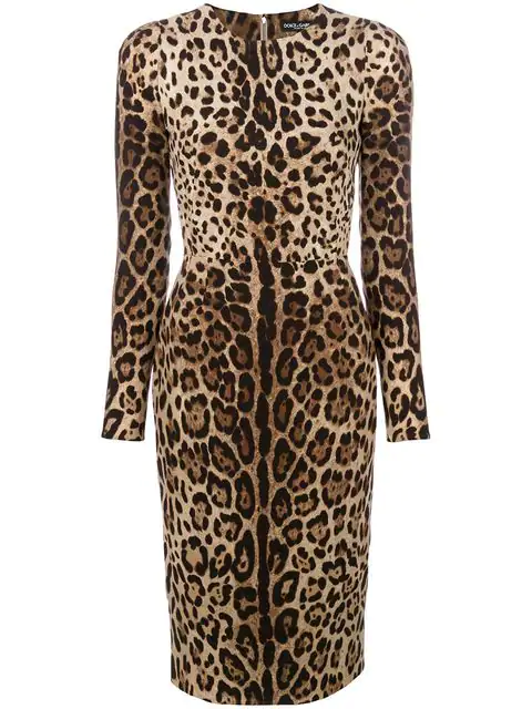 Dolce & Gabbana Leopard Printed Stretch Silk Cady Dress In Leo Print ...