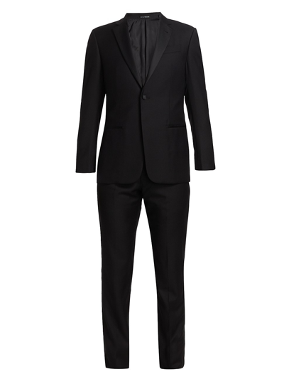 Armani Collezioni One-button Regular-fit Wool Tuxedo In Black