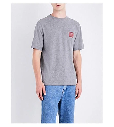 Loewe Grey Cotton T-shirt With Anagram Logo In Gray