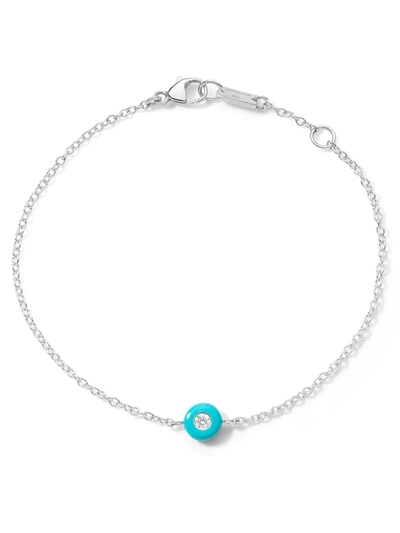 Ippolita Sterling Silver Carnevale Stardust Diamond & Ceramic Solitaire Chain Bracelet In Turquoise